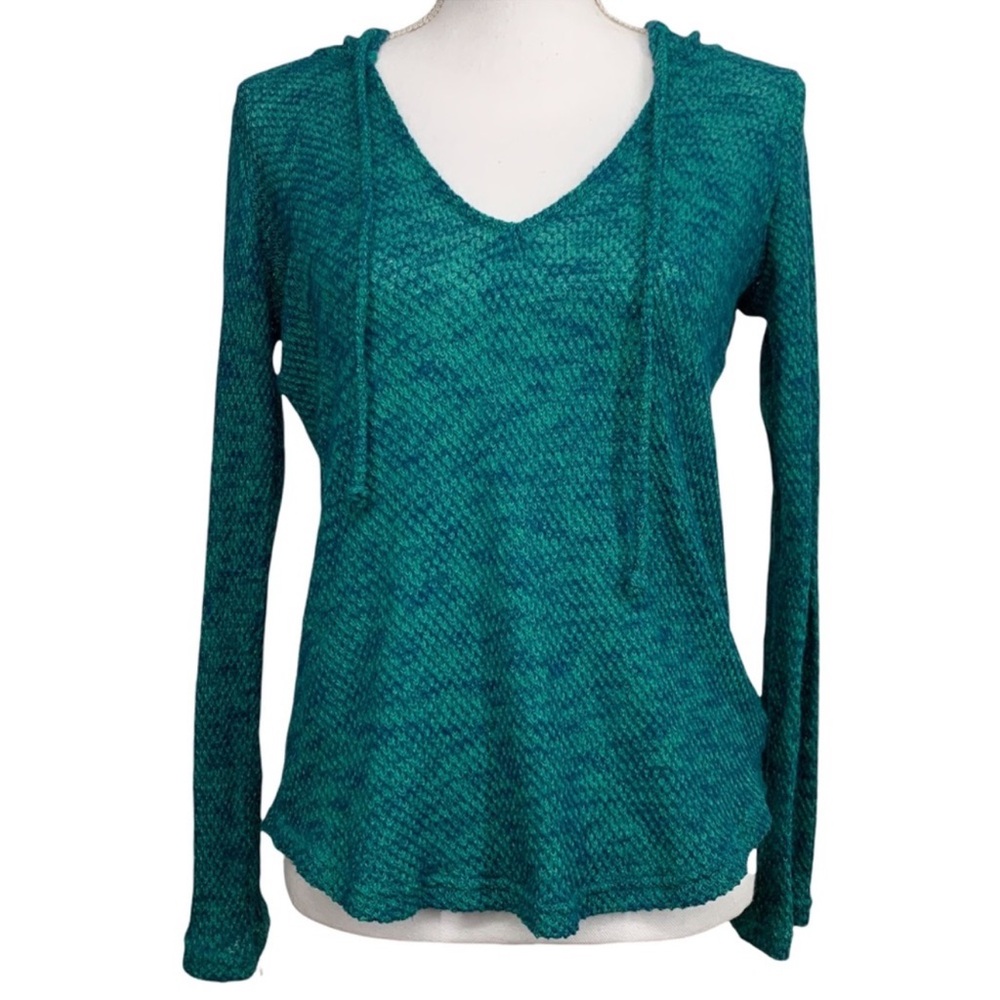 MUDD / Teal Crochet Top with Hood / Small / Y2K Fairy Festival Casual Bohemian